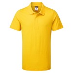 A yellow polo shirt featuring anti-static properties, suitable for a wide range of outdoor and site work applications.