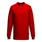 A red work shirt featuring anti-static properties, suitable for a wide range of outdoor and site work applications.