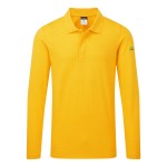 A yellow polo shirt featuring anti-static properties, suitable for a wide range of outdoor and site work applications.