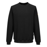 A black work shirt featuring anti-static properties, suitable for a wide range of outdoor and site work applications.
