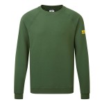 A green work shirt featuring anti-static properties, suitable for a wide range of outdoor and site work applications.