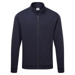 A navy blue work shirt featuring a full-length zip front, anti-static properties, suitable for a wide range of outdoor and site work applications.