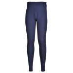 A pair of navy blue work trousers featuring a warm thermal lining, suitable for a wide range of outdoor and site work applications.