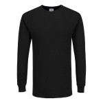 A black work shirt featuring a warm thermal lining, suitable for a wide range of outdoor and site work applications.