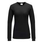 A women's black work shirt featuring a warm thermal lining, suitable for a wide range of outdoor and site work applications.