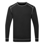 A black workwear garment designed for use on construction sites and in industrial work environments.,