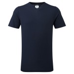 A navy blue work shirt designed for use on construction sites and in industrial work environments.,