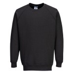 A black work shirt designed for use on construction sites and in industrial work environments.,
