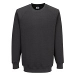 A grey work shirt designed for use on construction sites and in industrial work environments.,