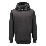 A grey sweatshirt designed for use on construction sites and in industrial work environments.,