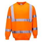 A high-visibility orange work shirt featuring retroreflective tape panels, suitable for a wide range of outdoor and site work applications.