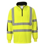 A high-visibility yellow work shirt featuring retroreflective tape panels, suitable for a wide range of outdoor and site work applications.