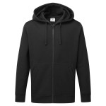 A black sweatshirt featuring a full-length zip front, suitable for a wide range of outdoor and site work applications.