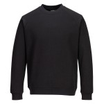 A women's black work shirt designed for use on construction sites and in industrial work environments.,
