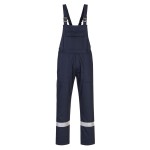 A navy blue workwear garment featuring flame-resistant fabric, suitable for a wide range of outdoor and site work applications.