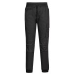 A black workwear garment featuring stretch panels for ease of movement, suitable for a wide range of outdoor and site work applications.