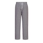 A pair of black work trousers designed for use on construction sites and in industrial work environments.,