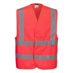 A high-visibility yellow vest featuring retroreflective tape panels, suitable for a wide range of outdoor and site work applications.