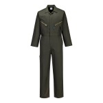 A coverall featuring a full-length zip front, suitable for a wide range of outdoor and site work applications.