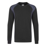 A black work shirt designed for use on construction sites and in industrial work environments.,