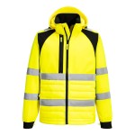 A high-visibility yellow jacket featuring retroreflective tape panels, suitable for a wide range of outdoor and site work applications.