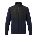 A navy blue workwear garment designed for use on construction sites and in industrial work environments.,