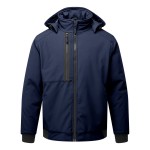 A navy blue workwear garment featuring a warm thermal lining, suitable for a wide range of outdoor and site work applications.