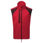 A red workwear garment designed for use on construction sites and in industrial work environments.,