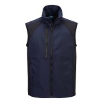 A navy blue workwear garment designed for use on construction sites and in industrial work environments.,