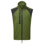 A green workwear garment designed for use on construction sites and in industrial work environments.,