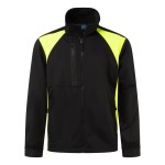 A black jacket featuring stretch panels for ease of movement, suitable for a wide range of outdoor and site work applications.