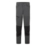 A pair of women's grey work trousers featuring stretch panels for ease of movement, suitable for a wide range of outdoor and site work applications.