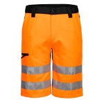 A high-visibility orange workwear garment featuring retroreflective tape panels, suitable for a wide range of outdoor and site work applications.