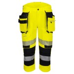 A high-visibility yellow workwear garment featuring retroreflective tape panels, suitable for a wide range of outdoor and site work applications.