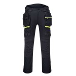 A pair of black work trousers featuring functional pockets, suitable for a wide range of outdoor and site work applications.