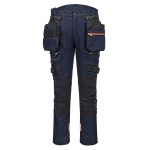 A pair of navy blue work trousers featuring functional pockets, suitable for a wide range of outdoor and site work applications.