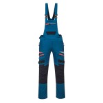 A blue workwear garment designed for use on construction sites and in industrial work environments.,
