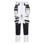 A pair of women's white work trousers featuring functional pockets, suitable for a wide range of outdoor and site work applications.