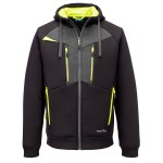 A black sweatshirt featuring a full-length zip front, suitable for a wide range of outdoor and site work applications.