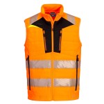 A high-visibility orange workwear garment featuring retroreflective tape panels, suitable for a wide range of outdoor and site work applications.