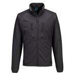 A black jacket featuring stretch panels for ease of movement, suitable for a wide range of outdoor and site work applications.