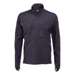 A navy blue jacket featuring stretch panels for ease of movement, suitable for a wide range of outdoor and site work applications.
