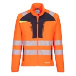 A high-visibility orange jacket featuring retroreflective tape panels, stretch panels for ease of movement, suitable for a wide range of outdoor and site work applications.