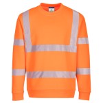 A high-visibility orange work shirt featuring retroreflective tape panels, suitable for a wide range of outdoor and site work applications.