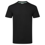 A black work shirt designed for use on construction sites and in industrial work environments.,