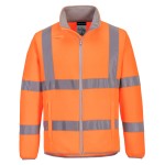 A high-visibility orange workwear garment featuring retroreflective tape panels, suitable for a wide range of outdoor and site work applications.