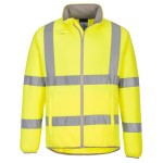 A high-visibility yellow workwear garment featuring retroreflective tape panels, suitable for a wide range of outdoor and site work applications.
