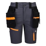 A grey workwear garment designed for use on construction sites and in industrial work environments.,