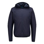 A navy blue padded jacket featuring a warm thermal lining, suitable for a wide range of outdoor and site work applications.