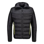 A black padded jacket featuring a warm thermal lining, suitable for a wide range of outdoor and site work applications.